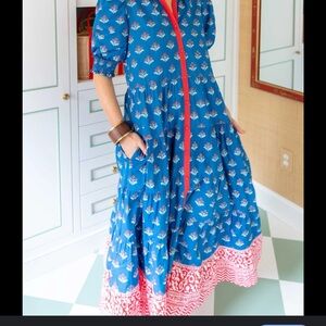 Printfresh Blue and Red Maxi Dress